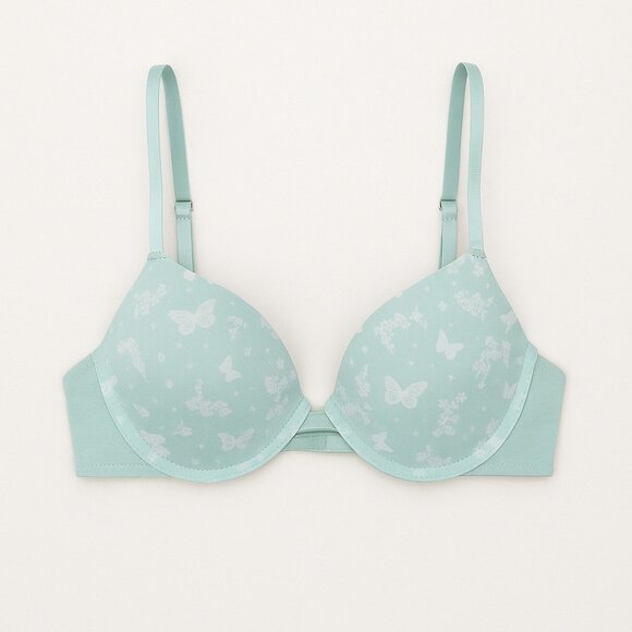 Jessica Simpson Light Blue Butterfly Print Push-Up Bra 34B - Picture 1 of 9